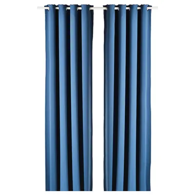 HILLEBORG Room darkening curtains, 1 pair, blue, 145x250 cm, 80490801