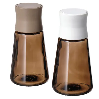 HALVTOM Salt and pepper shakers, glass/brown, 12 cm, 80523444