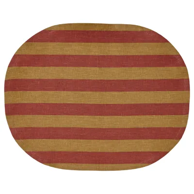 KROSAMOS Place mat, striped/yellow red-brown, 45x35 cm, 80538167