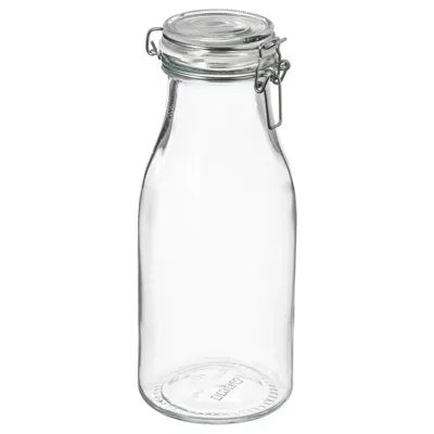 KORKEN Bottle shaped jar with lid, clear glass, 1 l, 80541363