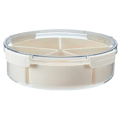 Abs Rotatable Fruit Plate Box Pc Lid White, White, 30.5x10.5Cm 4589767253226