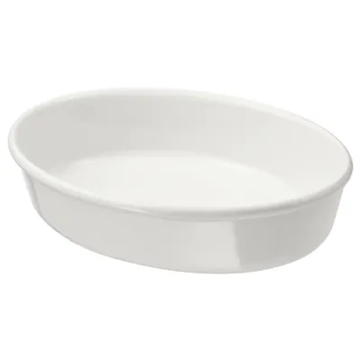 VARDAGEN Oven dish, oval/off-white, 26x21 cm, 90289313