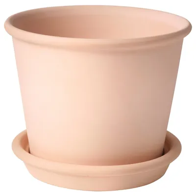 MUSKOTBLOMMA Plant pot with saucer, in/outdoor terracotta 15 cm, 90454893