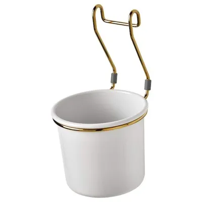 HULTARP Container, white/brass-colour polished 14x16 cm, 90462831