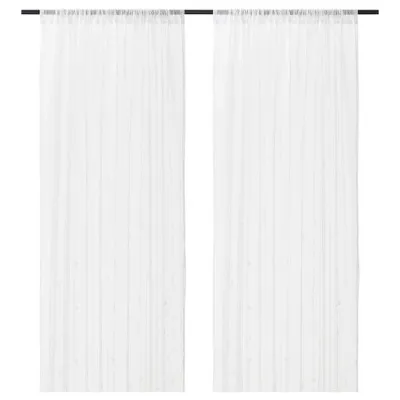 IRMALI Sheer curtains, 1 pair, white dots 145x250 cm, 90464793