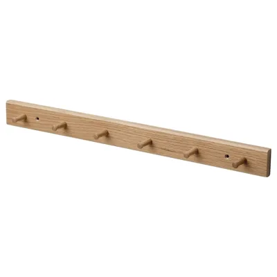 HOVOLM Rack with 6 knobs, oak, 90500060