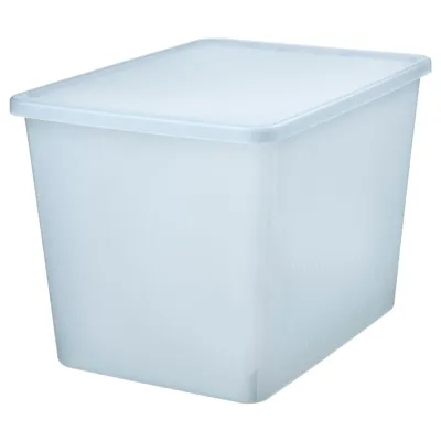 RYKTA Storage box with lid, transparent, 36x50x35 cm/44.5 l, 90533211