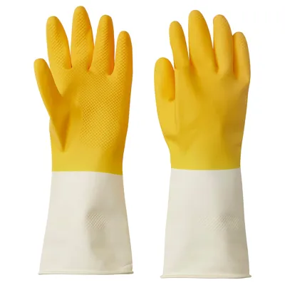 RINNIG cleaning gloves, bright yellow/off-white, M, 90565853