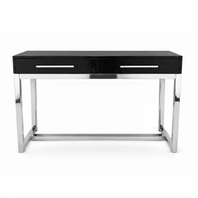 NEWAVE Cocodrilo Sofa Table 120x35x75 cm - Chrome/Pvc Black