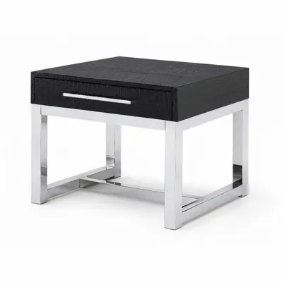 NEWAVE Cocodrilo End Table 50x50x50.5 cm - Chrome/Pvc Black