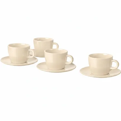 FARGKLAR Cup and saucer, glossy beige, 7 cl, 80483631