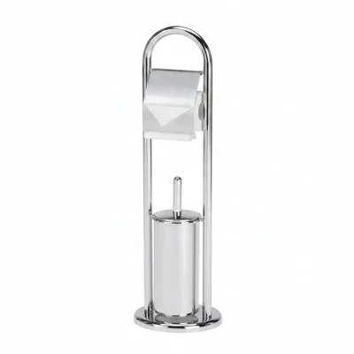 NEWAVE Toilet Paper And Brush Stand - Chrome Plated