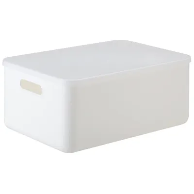 Small White Handled Storage Box with lid, White, 26.5*18.5*16.5Cm 4589767191771