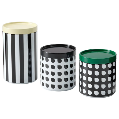 PLUGGLAND storage tin with lid, set of 3, mixed patterns 90518791