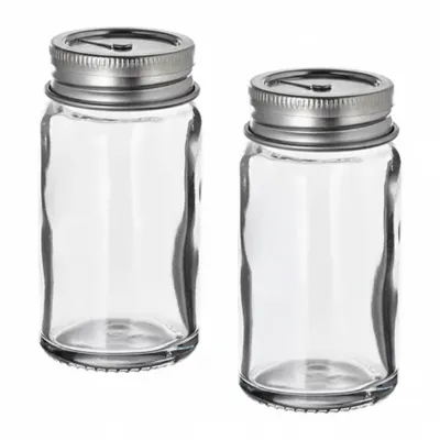 CITRONHAJ Salt and pepper shakers, clear glass/stainless steel, 8 cm 90553204