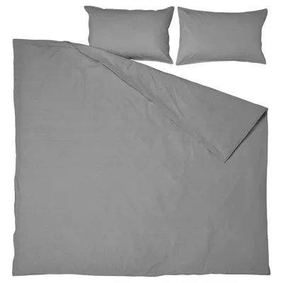 ANGSLILJA Duvet cover and 2 pillowcases, grey, 200x200/50x80 cm, 30479146