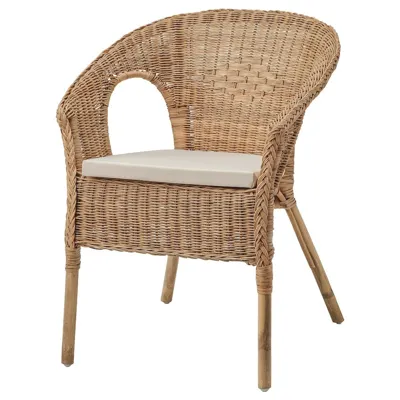 AGEN Armchair with cushion, rattan/Norna natural, 39390772