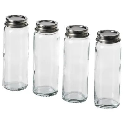 CITRONHAJ Spice jar, clear glass/stainless steel, 10 cl, 40553206