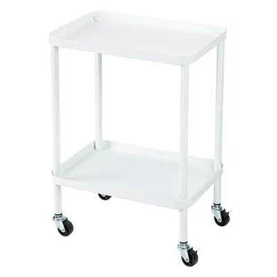 Iron Double-Deck Trolley Cart Rack, White, 38*26*52Cm 4589767245979