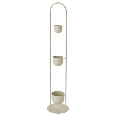 DAKSJUS plant stand with 3 plant pots, in/outdoor light grey-beige, 80567027