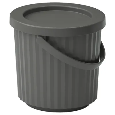 DAMMANG Bin with lid, dark grey, 8 l, 20559983