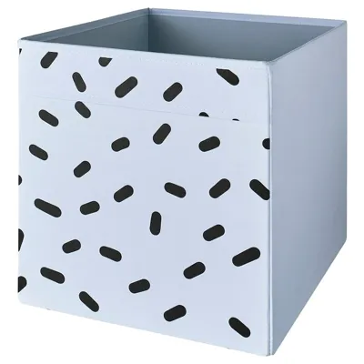 DRONA Box, blue/black patterned, 33x38x33 cm, 30558153
