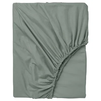 DVALA Fitted sheet, grey-green, 80x200 cm, 90549641