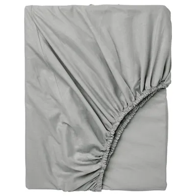 DVALA Fitted sheet, light grey, 90x200 cm, 30482460