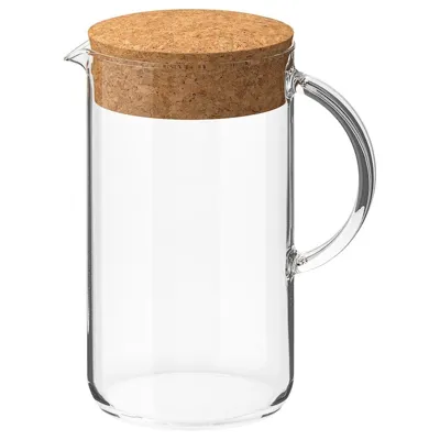 IKEA 365+ Jug with lid, clear glass/cork, 1.5 l, 30279722