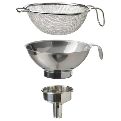 KORKEN Strainer/funnel set of 3, stainless steel, 90561713
