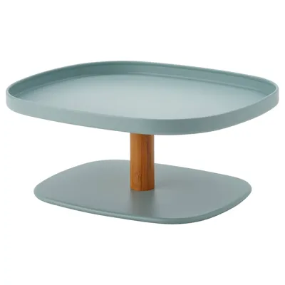 KRUSTISTEL Serving stand, bamboo/turquoise, 30585788