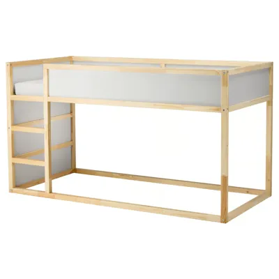 KURA Reversible bed, white, pine, 40253811