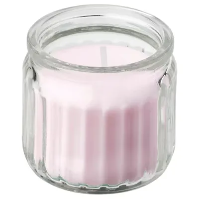 LUGNARE Scented candle in glass, Jasmine/pink, 12 hr, 50571484