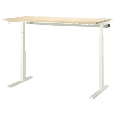 MITTZON Desk sit/stand, electric birch veneer/white, 160x80 cm, 99530190
