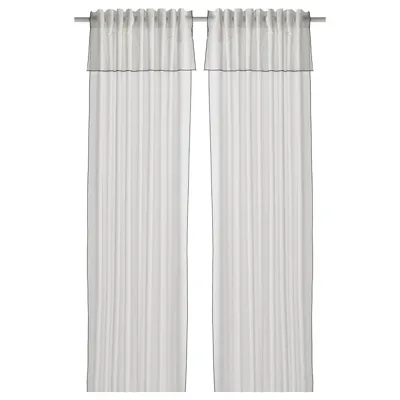 MOALISA Curtains, 1 pair, white/black, 145x250 cm, 40499511