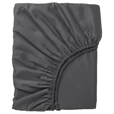 NATTJASMIN Fitted sheet, dark grey, 180x200 cm, 90442678