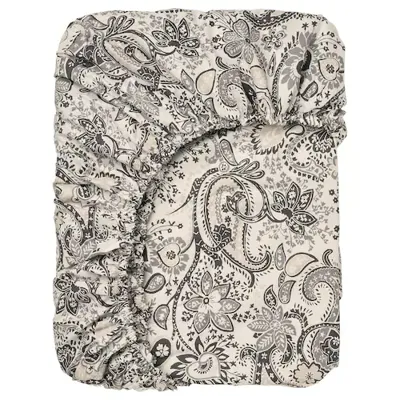 RODGERSIA Fitted sheet, grey/white, 150x200 cm, 10579509