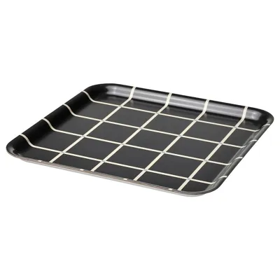 RODKNOT Tray, check pattern black, 33x33 cm, 10564697