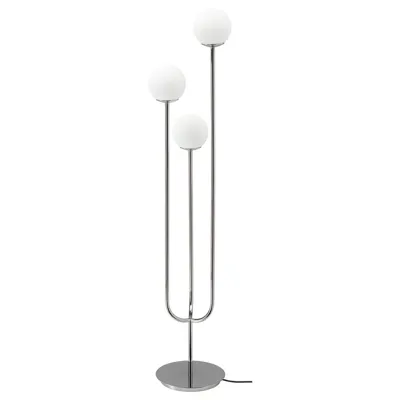 SIMRISHAMN Floor lamp, chrome-plated/opal white glass, 50437768