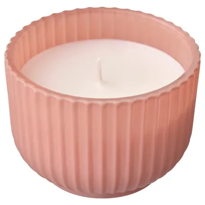 SOCKERLONN Scented candle in glass, Peach & blossom/pink, 20 hr, 70538158