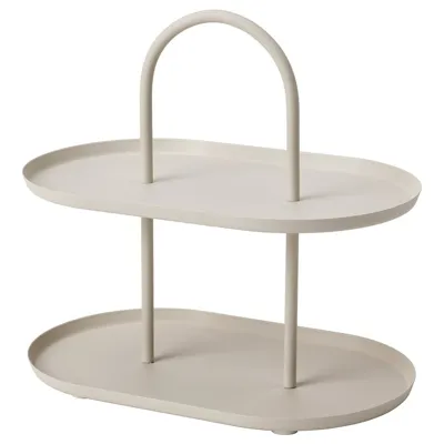 SOMMAROGA Serving stand, two tiers, light grey-beige, 80561290