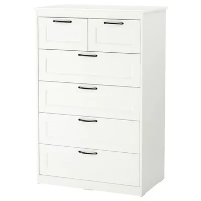 SONGESAND Chest of 6 drawers, white, 82x126 cm, 30366781