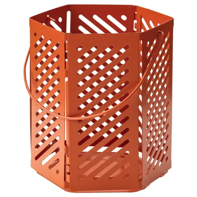 VARSYREN Lantern for tealight, brown-orange, 12 cm, 30587443