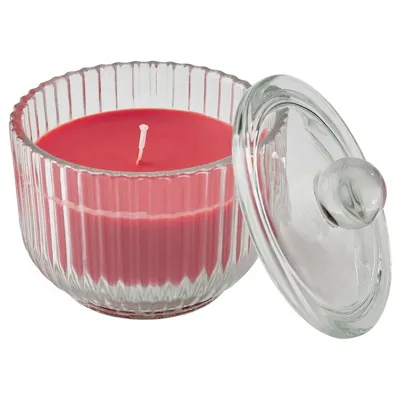 VINTERFINT Scented candle in glass, Cinnamon & sugar/red, 20 hr, 90551790