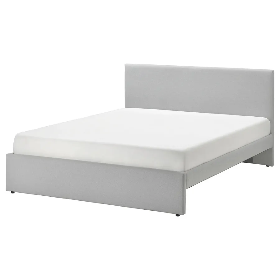 GLADSTAD Upholstered bed frame, Kabusa light grey, 150x200 cm, 00490452