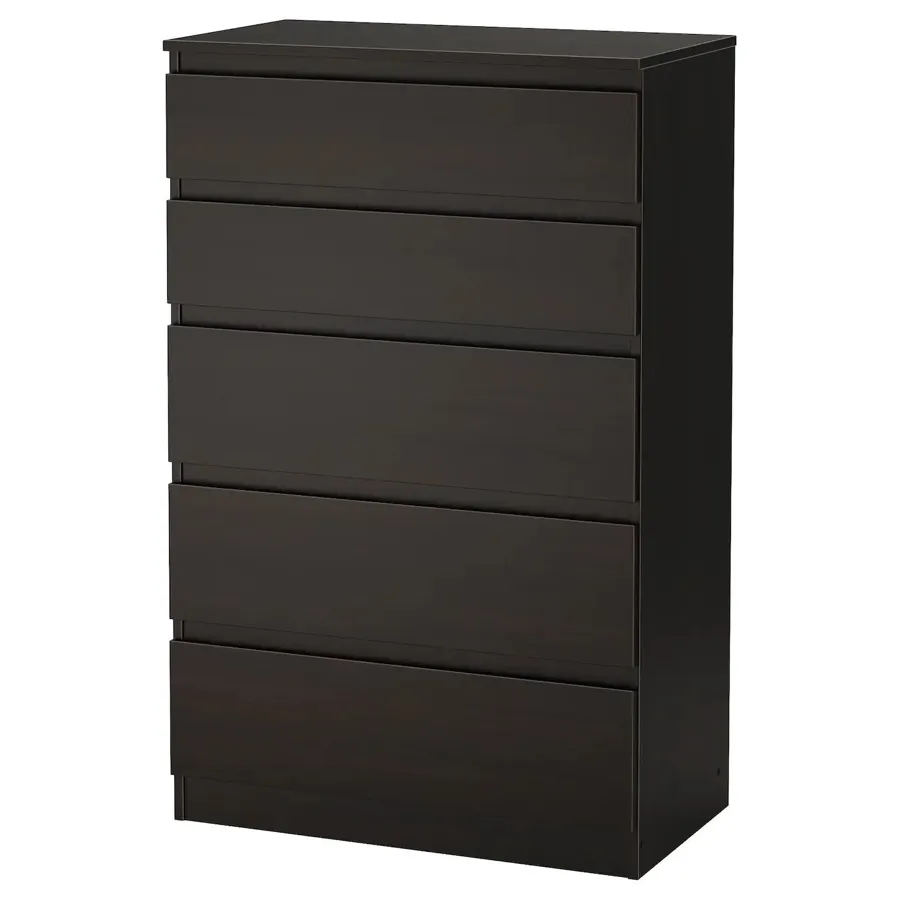 KULLEN Chest of 5 drawers, black-brown, 70x112 cm, 10355731