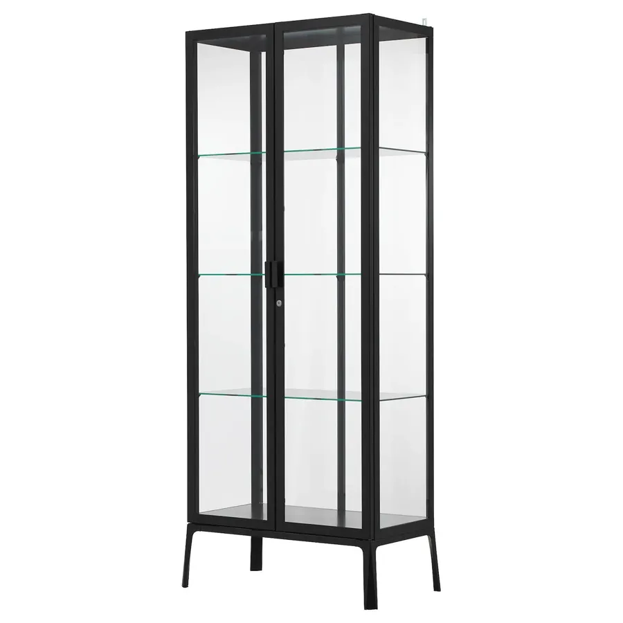 MILSBO Glass-door cabinet, anthracite 73x175 cm, 10396449