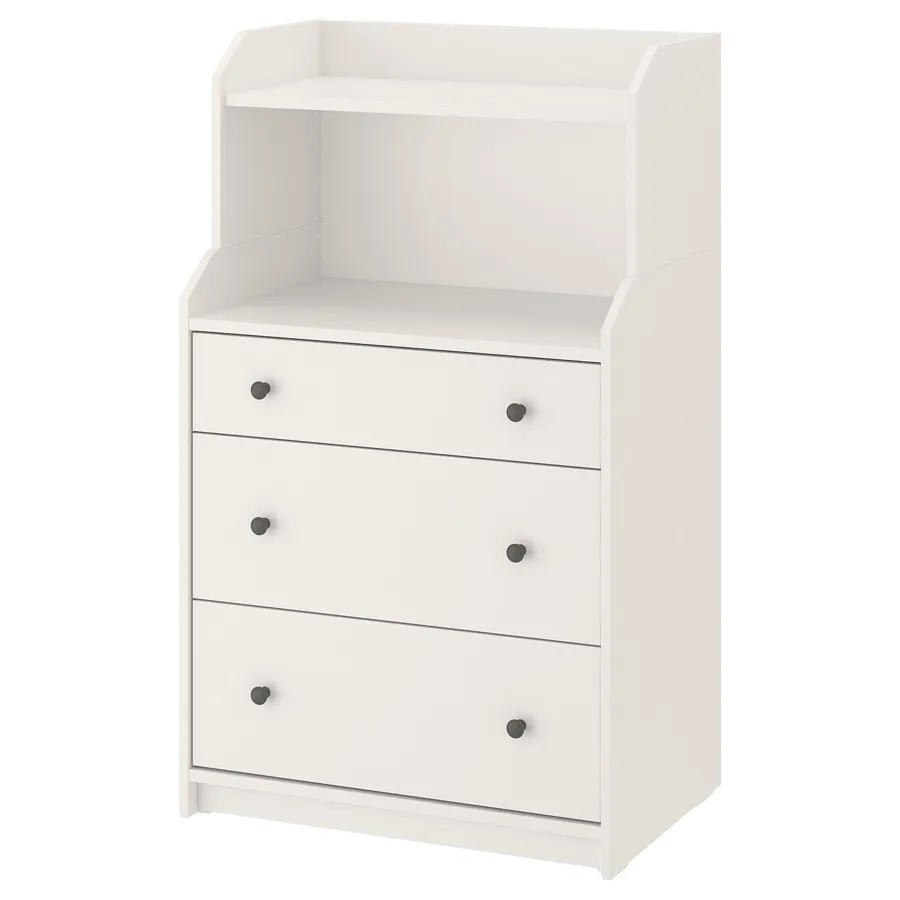 HAUGA Chest of 3 drawers with shelf, white 70x116 cm, 10407297