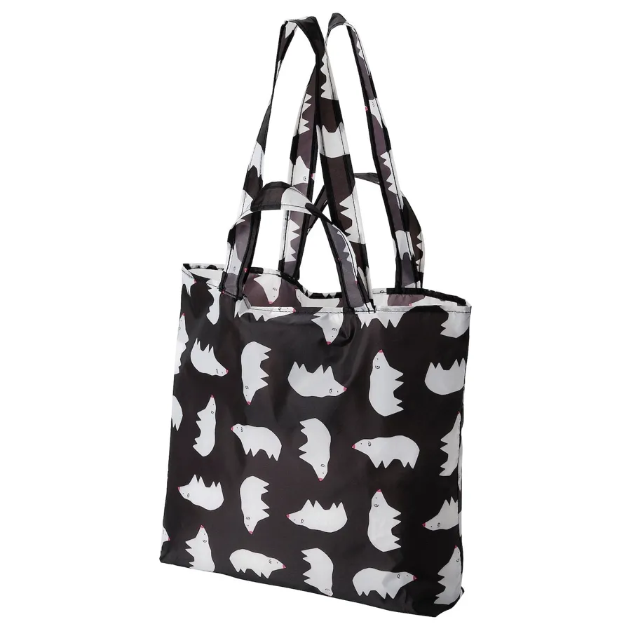 SKYNKE Carrier bag, black white/patterned polar bear 45x36 cm, 10485092
