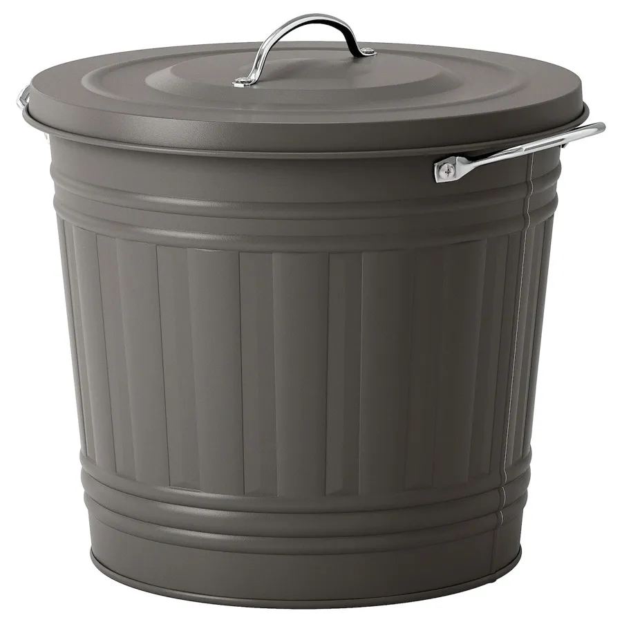 KNODD Bin with lid, grey 16 l, 20312251